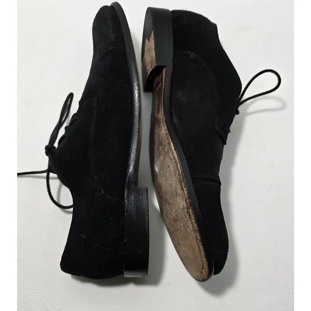 John Varvatos USA Mens Lace Up Dress Shoes Black Suede Derby SZ 10.5 M
